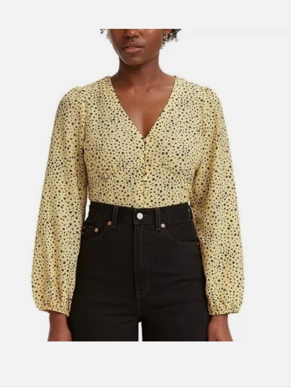Levi's Yellow Polka Dot V-Neck Blouse